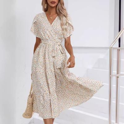 Women's Dress Summer Small Floral Split V-neck Women's Casual Dresses