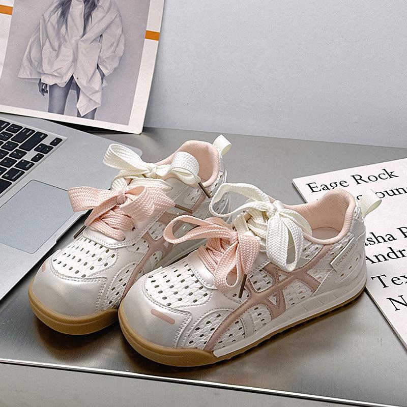 Summer Hollow Women's Sneakers Lightweight Breathable Platform Shoes Versatile Fashion Casual Shoes Designer Women's Shoes 2025