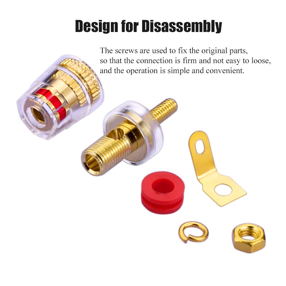 EIGHTNOO Speaker 4mm Plug Wiring Connection 4 4 Gold-Plated Terminals, Binding, Post-Banana Compatible, (8-Piece Set Red, Black)