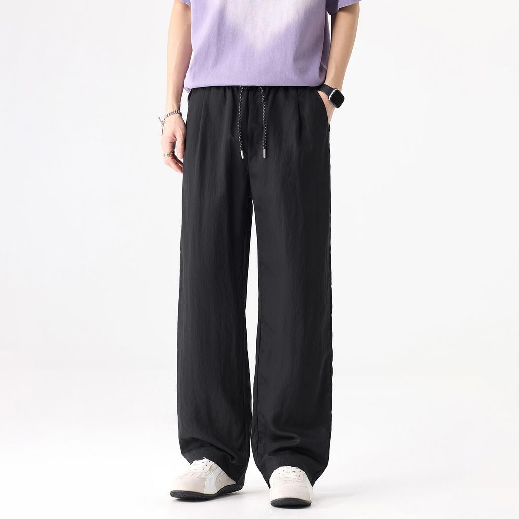 Casual Pants Men's Spring and Summer Loose Straight Wide-leg Pants Breathable Thin Drape Men's Tencel Trousers