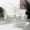 Dinner plate, shallow glass, gold platter, 30 cm