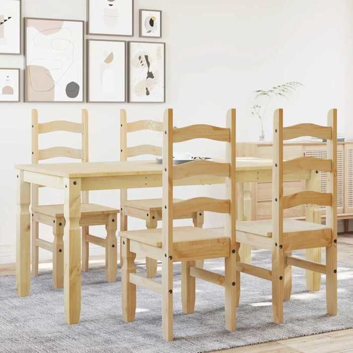 VidaXL Ensemble à manger Panama 5 pcs bois de pin massif, ensemble de table à manger, table et chaises de cuisine, ensemble 3345203