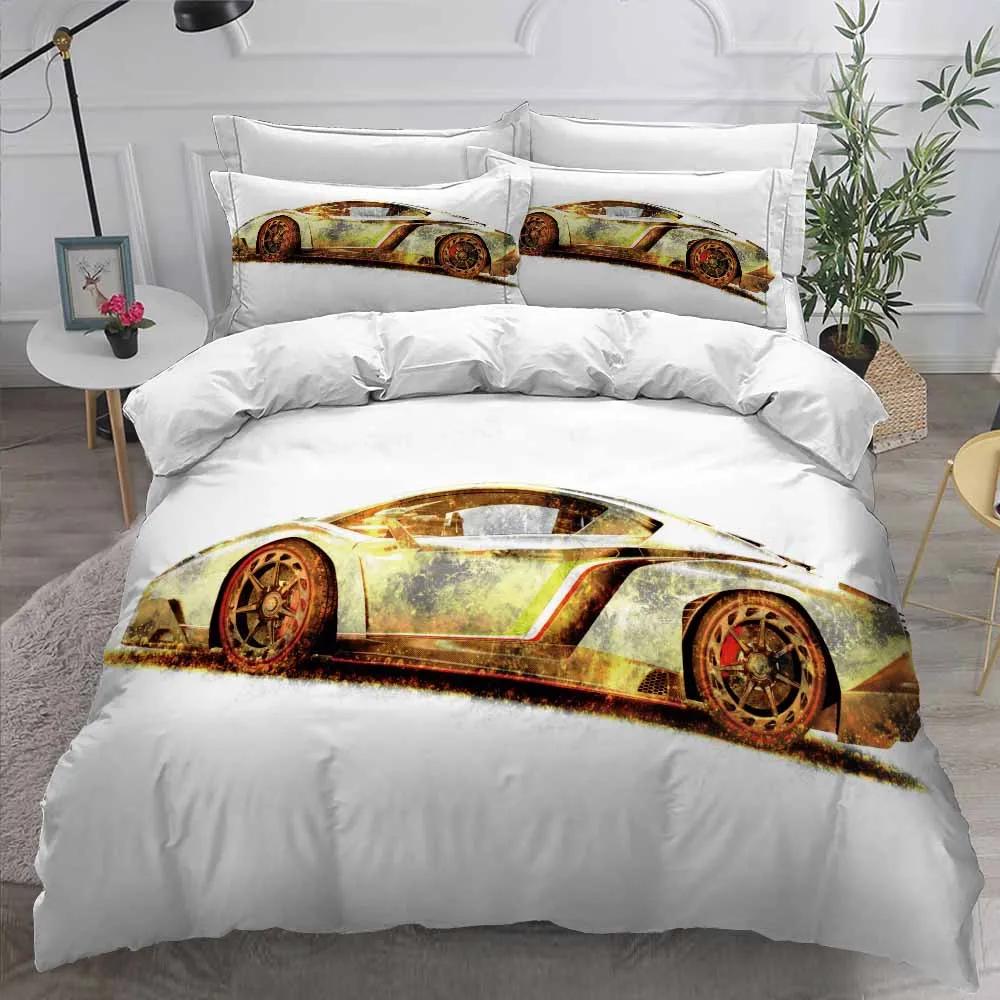 

Housse De Couette 200x200 Bed Cover Sets 3D Print Cool Car Quilt Cover Set For Boy Double Size Bedding Dekbedovertrek 228x228 EU single(135x200cm)