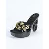 12CM Fashion Wedding Sexy Car Model Transparent Nightclub Crystal Square Head Non Slip Slippers