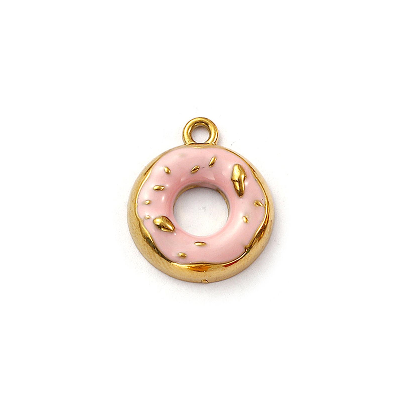 

2 Pcs 304 Stainless Steel Charms 18K Gold Plated Enamel Pendant Heart Donut Bell Pepper Ice Cream Pendants DIY Necklace Making