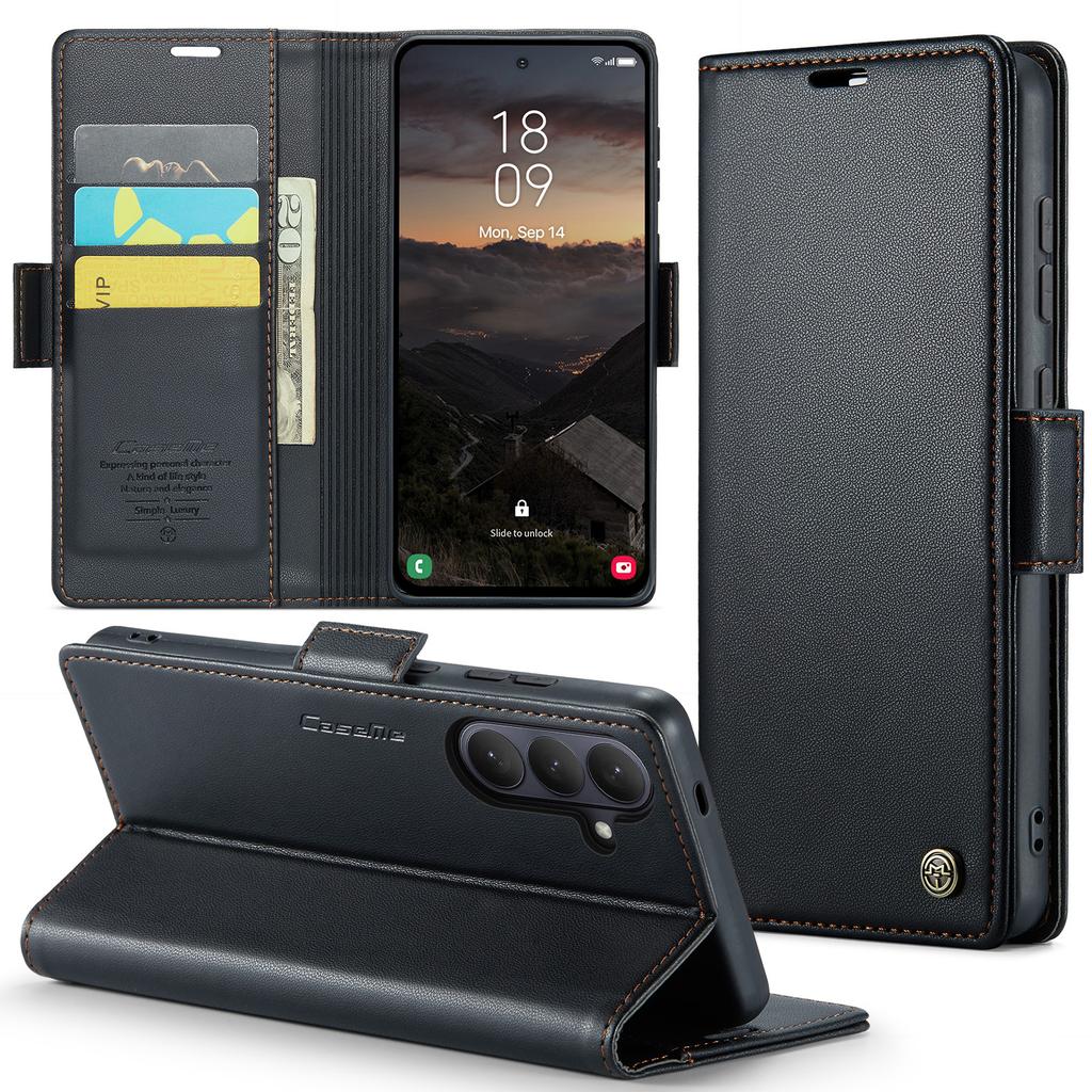 Luxury Magnetic Cards Solt Wallet Flip for Samsung S26 Ultra S25 Plus S24 S23 A36 A56 A17 A07 Kickstand Business Pocket Cover