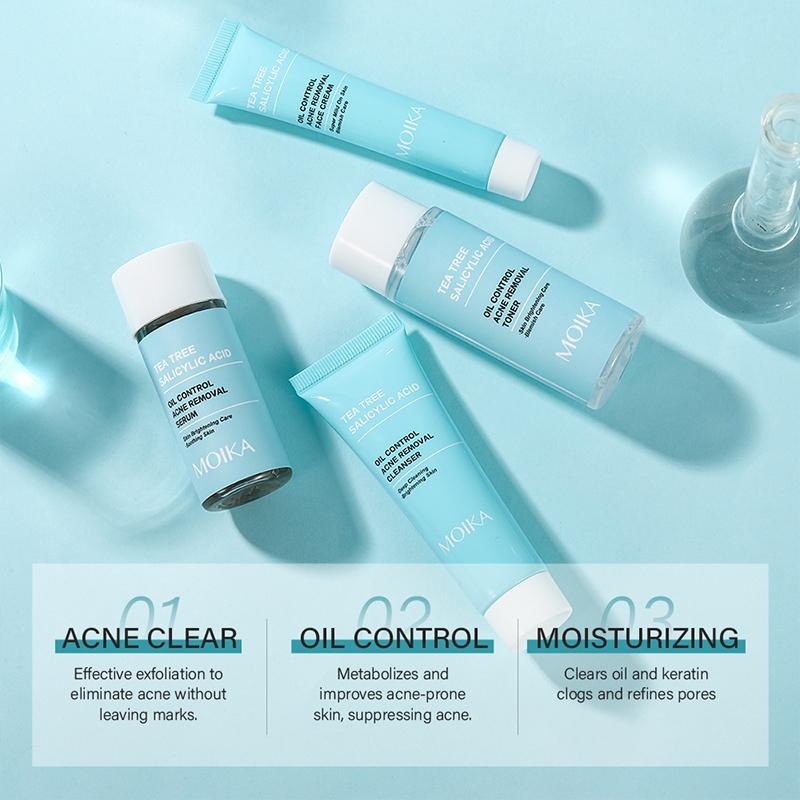 MOIKA Tea Treesalicylic Acidoil Control Acne Removal Set Reduse Blackehead Face Smooth Repairing Skin Care