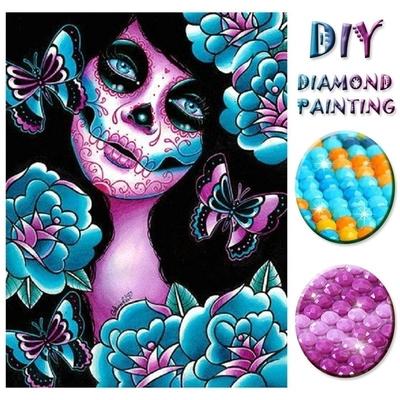 5D DIY Diamond Painting Girl Skull Flower Diamond Cross Stitch Diamond Embroidery