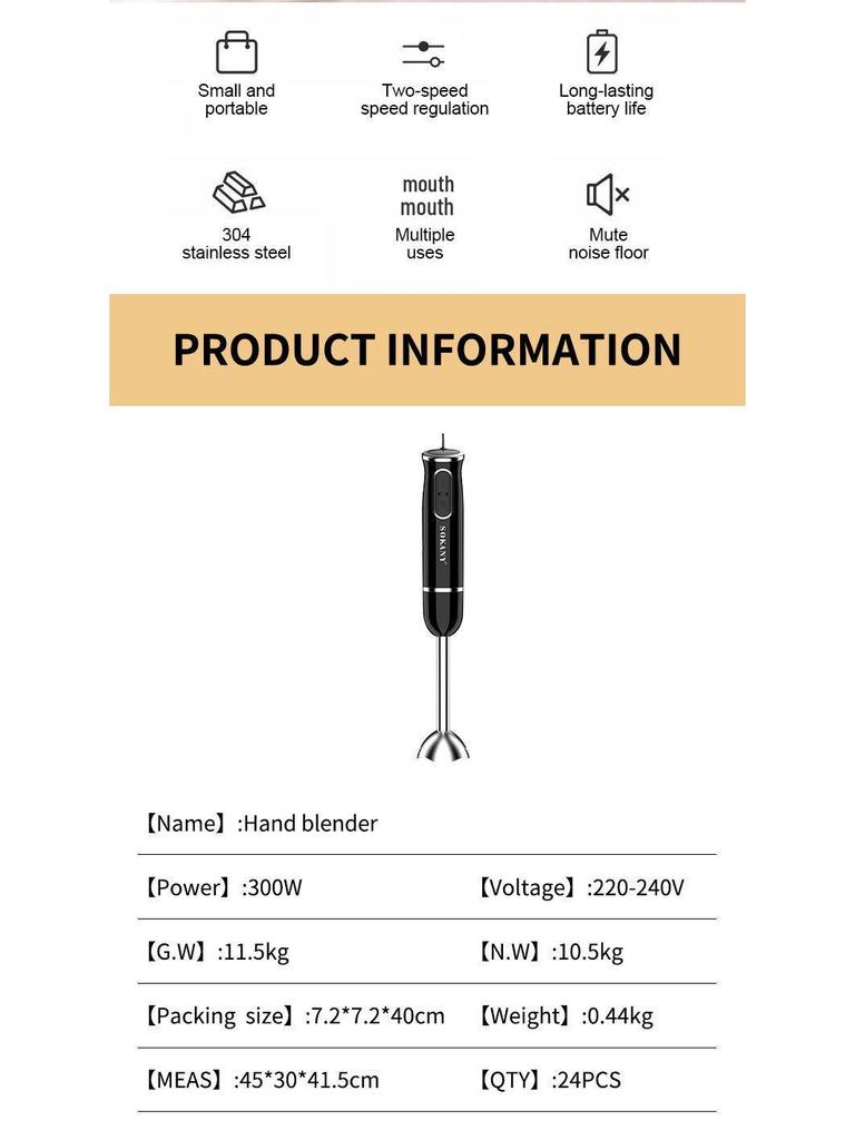 Multi-Functional Handheld Blender: Stainless Steel for Baby Food, Juicing & More