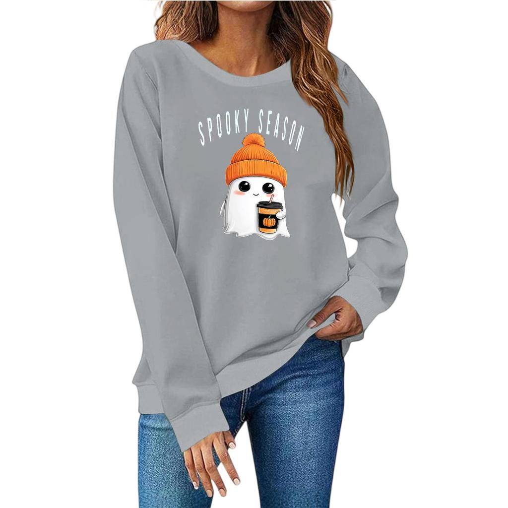 Women's Fashion Casual Print Casual Long Sleeve Round Neck Sweatshirt Top