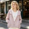 Damen Sonnenschutzjacke durchgehend Reißverschluss Langarm Sonnenhemd Leicht Schnelltrocknend Sportliches Trainings-Kapuzenpulloverjacke