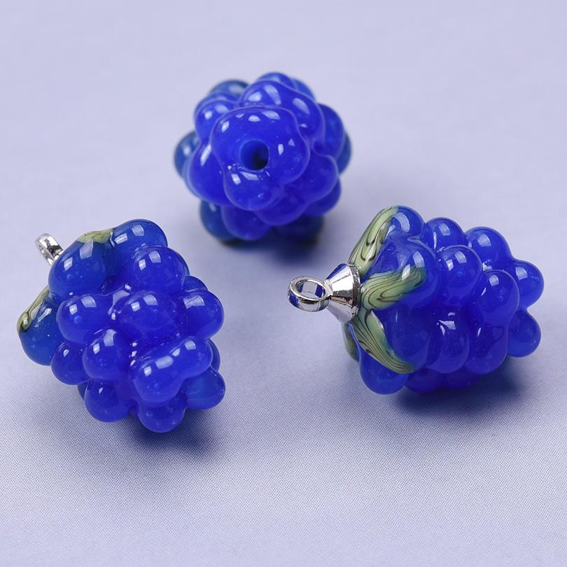 2pcs DIY Fruit Charm Glass Grape Pendants For Jewelry Making Supplies Colorful Materials To Make Earrings Bracelets Accessories