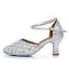 Women's Closed-Toe Latin Dance Shoes, Medium-High Heels, All-Season Indoor Square Dance Footwear