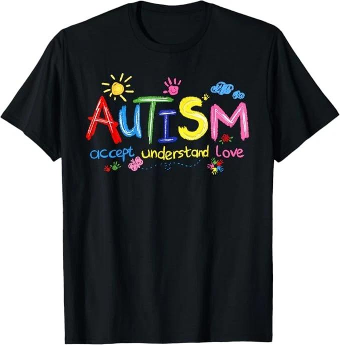 Autism Awareness Autistic Crayons Accept Understand Love T-Shirt M