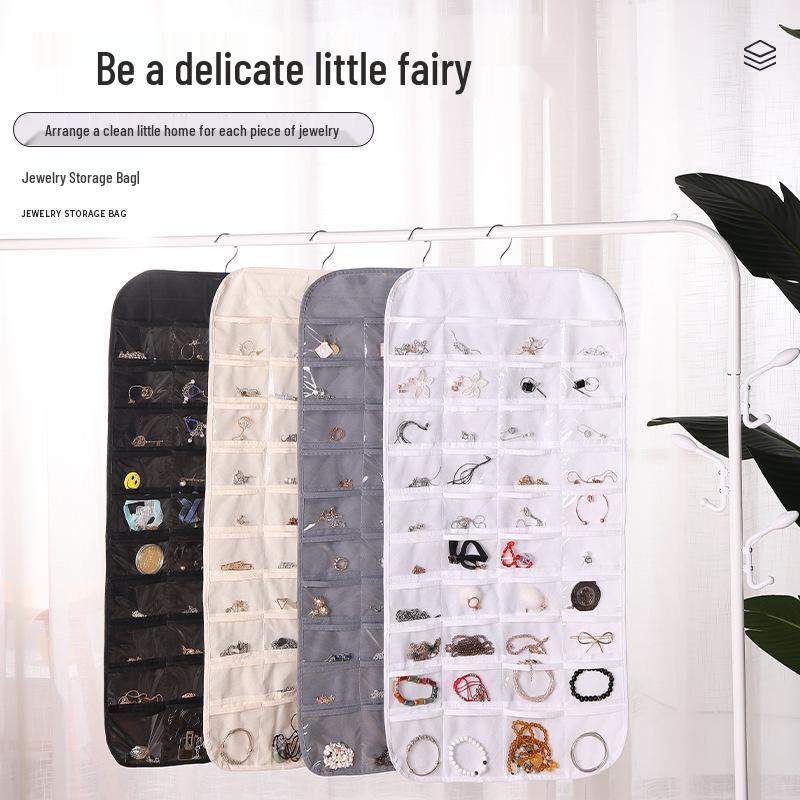 Wall-Mounted Transparent Hanging Jewelry Organizer with Large Capacity, Double-Sided Dustproof Storage Bag