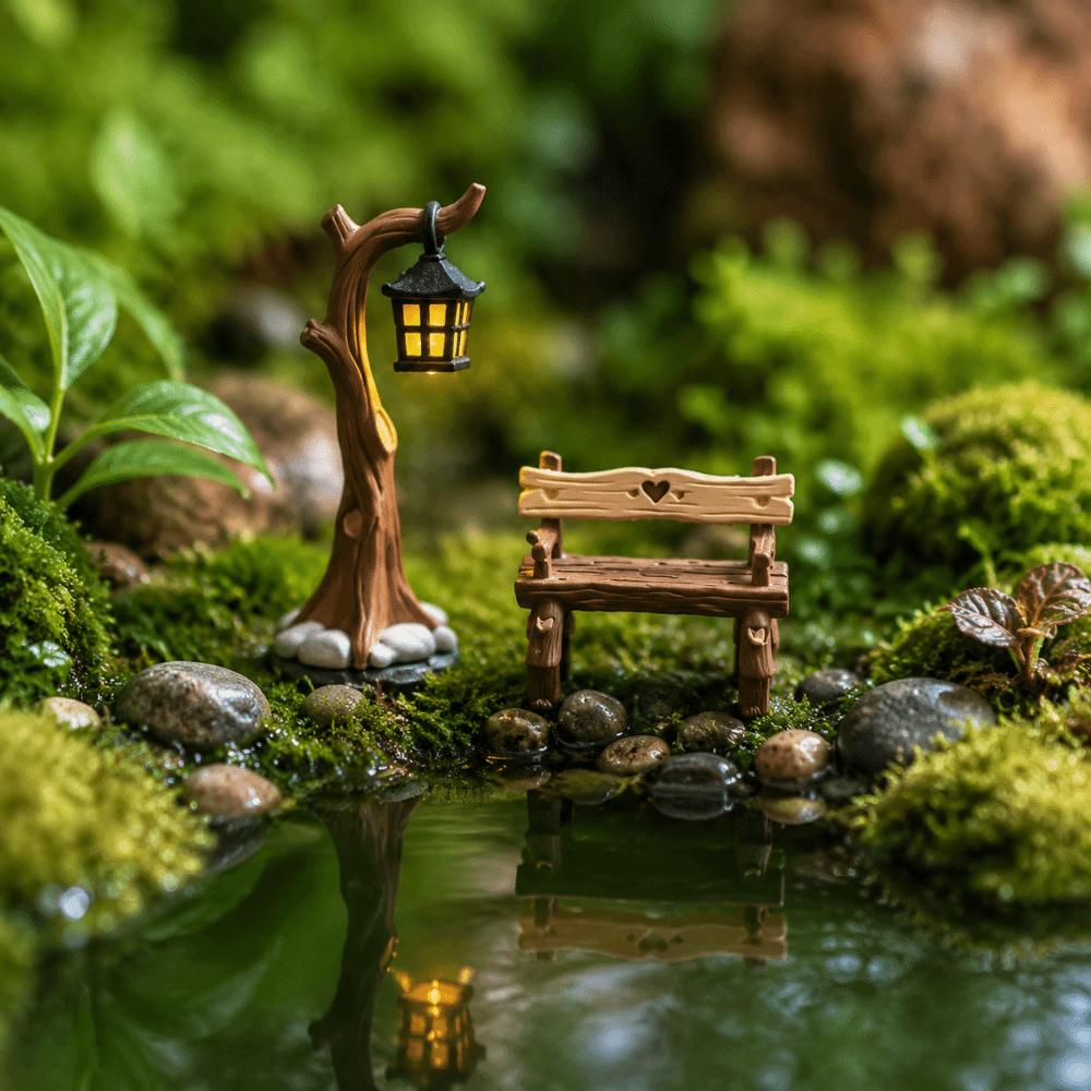 Retro Tree Lanterns Ornaments Dollhouse Statue Miniature Desk Ornament  Garden