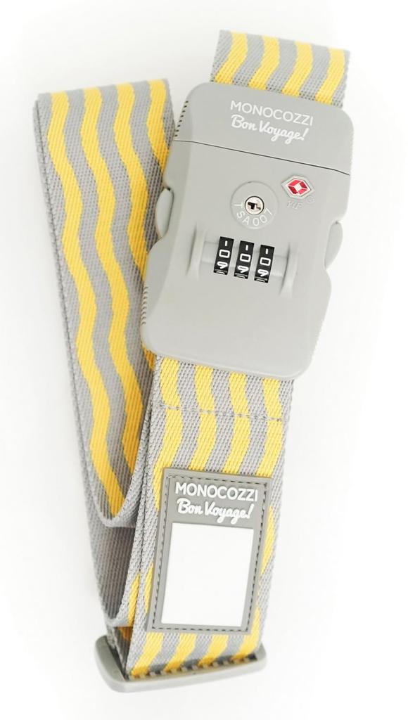 MONOCOZZI Suitcase Strap, Travel Accessory, Secures Luggage with TSA Lock, Includes Combination Lock and Key, Heavy-Duty TSA Strap [Suitcase Compatibl