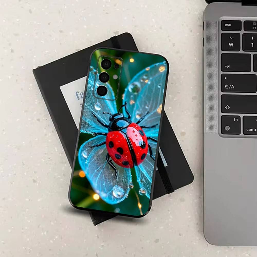 Lnsect Ladybug Nature Case For Samsung Galaxy A73,52,71,53,32,72,41,J7,22,Note,31,8,9,Soft Black Silicone Cover