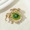Elegant Women Men Exquisite Enamel Goldfish Lotus Leaf Brooch Badges Fashion Unisex Creative Pearl Crystal Fish Pin Buckle