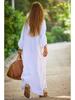 2026 Spring/Summer Women's Cotton Linen Long Sleeve Cardigan Dress