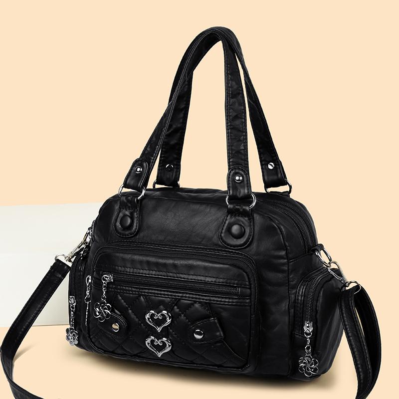 Women's Soft Leather Shoulder Bag Large Capacity Lightweight Crossbody Bag Mother Bag
