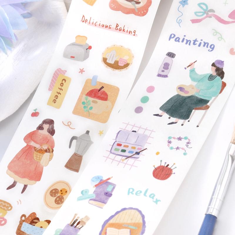 300cm/Roll Cartoon Daily theme of characters Making Tapes School Stickers DIY Scrapbook Sticker Decor Planner Korean Stationery