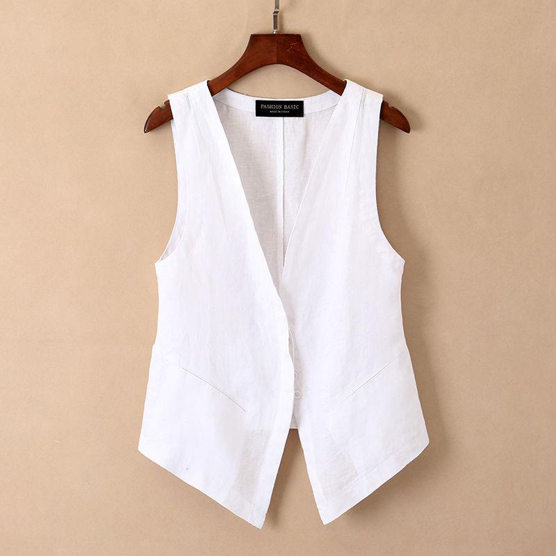 2023 Women's Spring Cotton-Linen Short Vest – Breathable, Lightweight Jacket