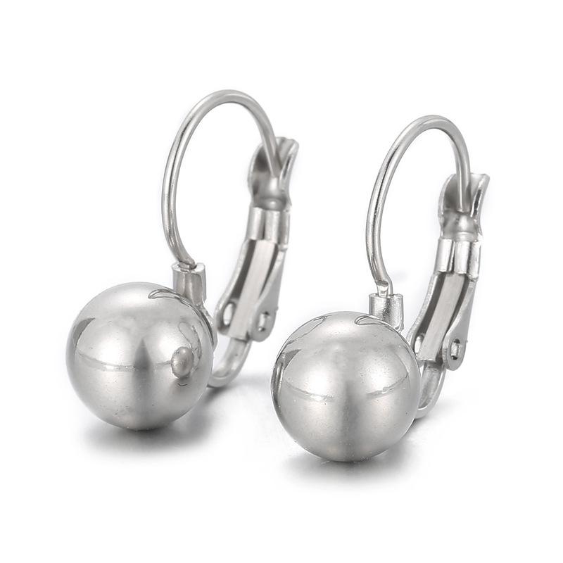 Korean Fashion Stainless Steel Ball Drop Earrings - Small and Fresh