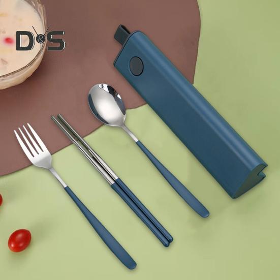 Travel Utensil Set Stainless Steel Fork And Spoon with Case Portable Tableware Set Smooth Edge Flatware Set for Office School Camping