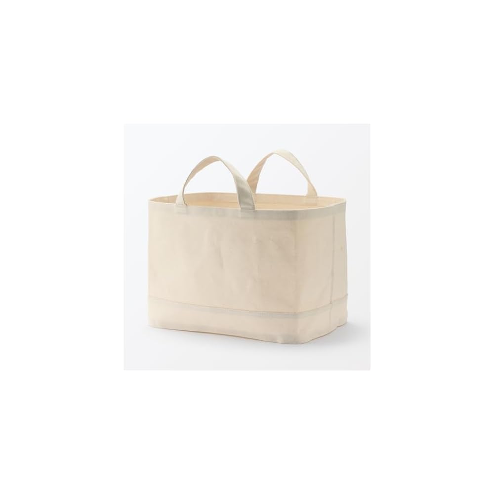 MUJI Cotton Canvas Soft Box with Handle, Large, Approx. W37 x D26 x H26cm, 23090018 (Clothing Case,