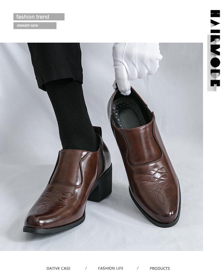 Herren Übergröße Spitzschuh Leder Slipper High Heel Kubanische Schuhe - Formell, Lässig, Vintage-Stil