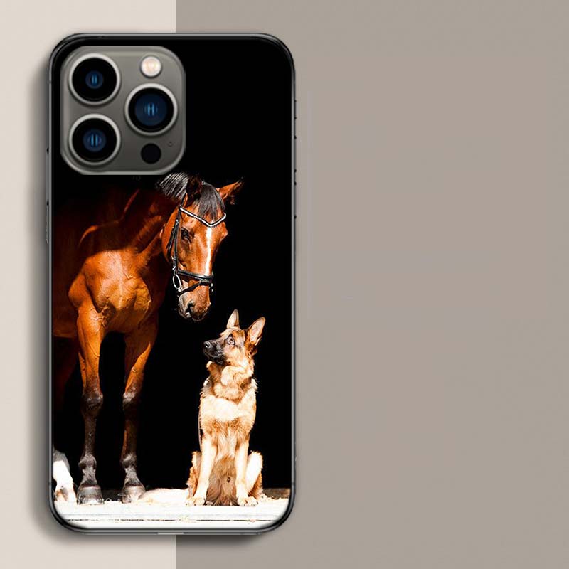 

Доминирующие Крутые Лошади и Собаки Чехол для Телефона для Apple Iphone 16E 16 17 Pro Max Air 15 Pro 14 Plus 12 13 Mini Чехол Милый iPhone 16 Plus