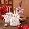 10/20/30pcs Creative Wedding Candy Bags Cloth Design Embossed Flowers Handbag Bag With Pearls Engagement Souvenir Gift Packaging