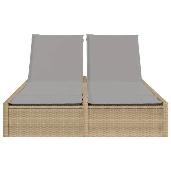 VidaXL Double Sun Lounger with Cushions Beige Braided Resin 368631