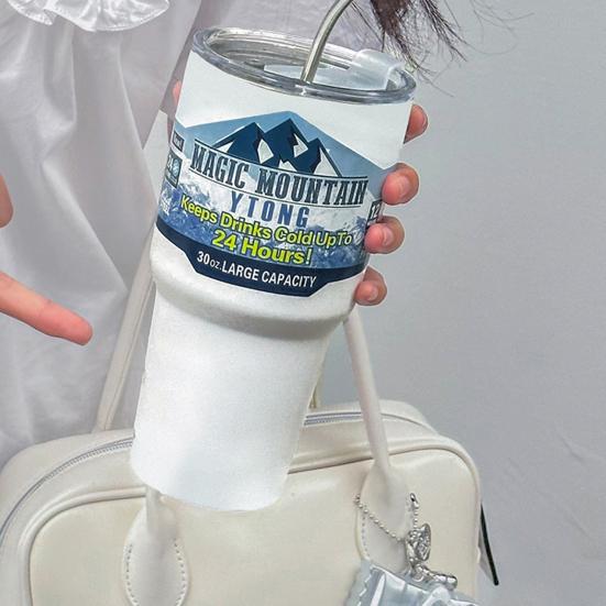 Stainless Steel Ice Cup 900ML Large Capacity Insulation Tumbler with Straw Car Coffee Cup