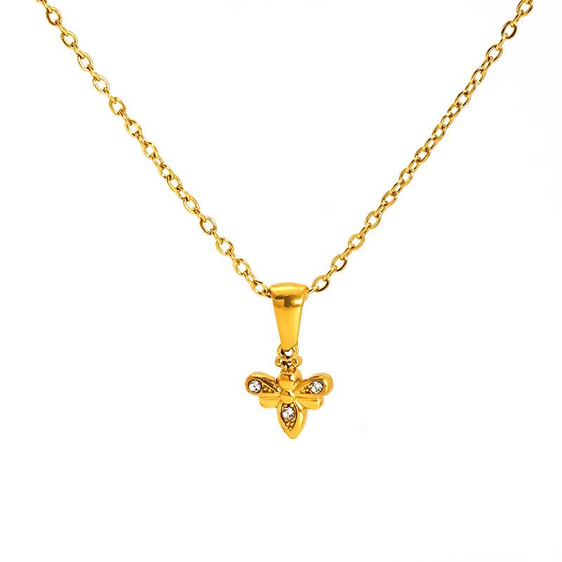 Vintage Sun Moonlight Octagon Gold Plated Stainless Steel Necklace Women'S Premium Jewelry