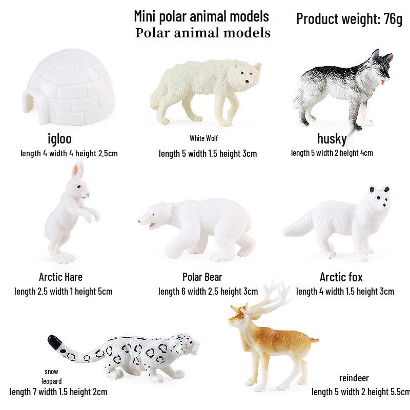 Realistic Arctic Animal Models Toys: Polar Bear, Beluga, Seal, Wolf, Snow Leopard, Penguin