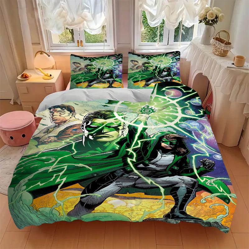 3pcs Green Lantern Corps Cover Set,Soft Comfortable Duvet Cover,Guest Room (1*Duvet Cover + 2*Pillowcases, Without Core) yy251024107