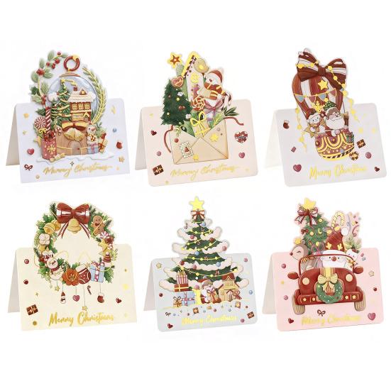 Yousheng 10 Pcs Christmas Greeting Card Gold Stamping Blank Xmas Postcards 3.9 X 5.3 Inch Merry Christmas Cards for Friends Family
