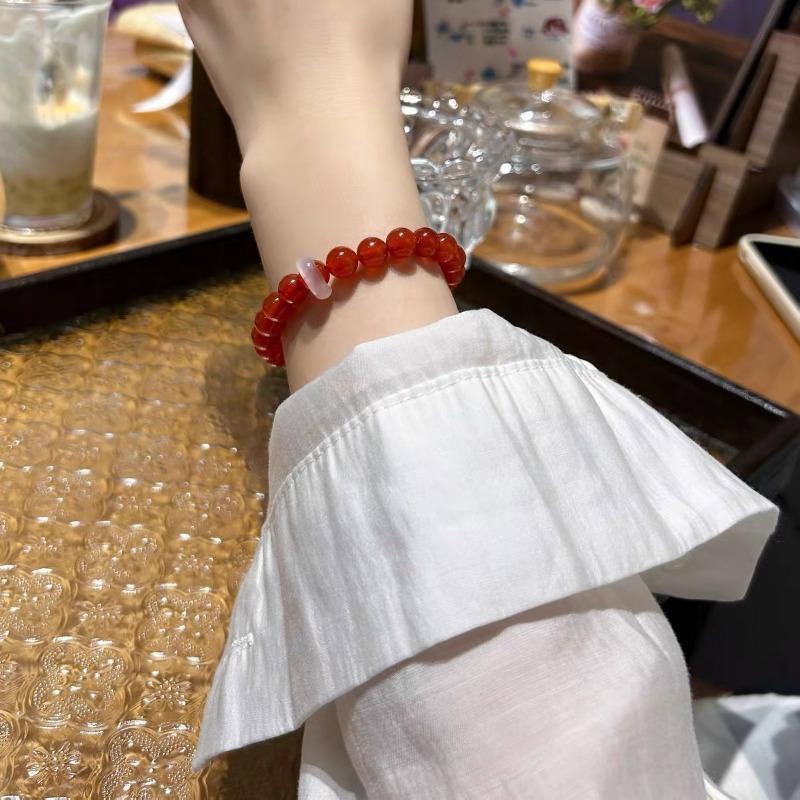 Retro new Chinese agate beaded bracelet light luxury niche exquisite natal year bracelet versatile national style jewelry women