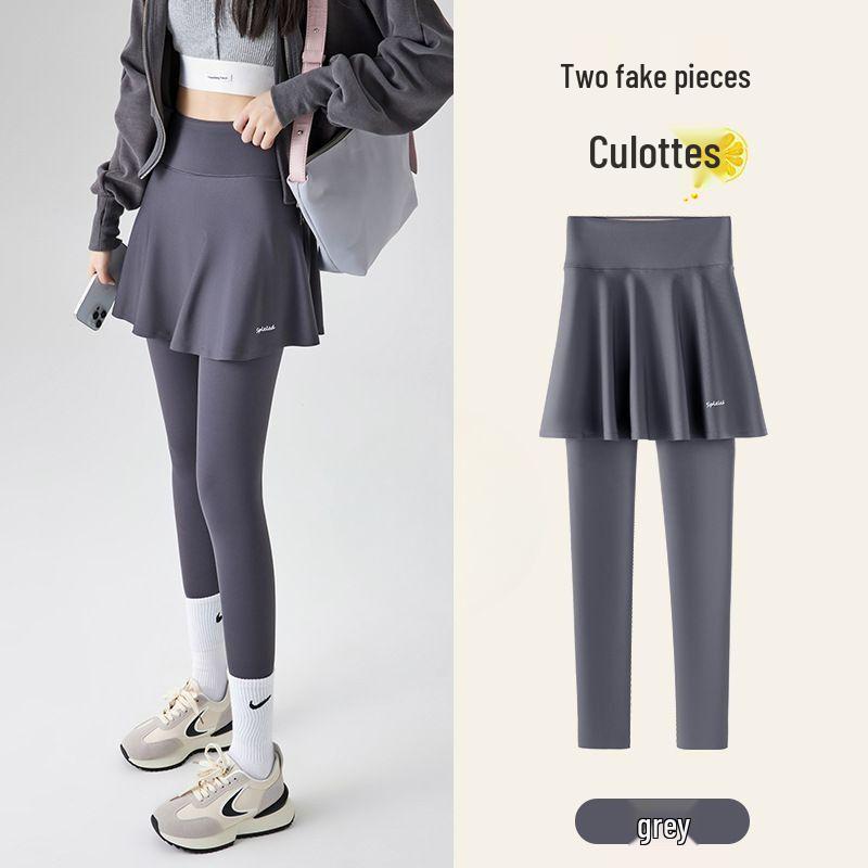 

Women s High Waist Fake Two-Piece Sports Skirt Pants - Spring/Summer Plus Size, Slim Fit, Hip-Covering, Long Fitness Pants Medium (80-110 lbs)