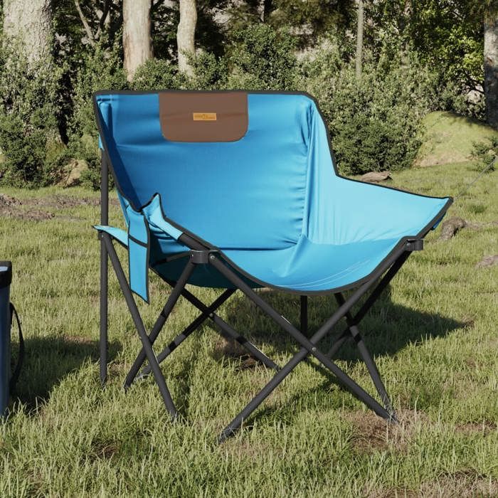 VidaXL Chaise de camping avec poche pliable lot de 2 bleu vif, chaise de camping pliante, chaise d'extérieur pliante, chaise 366553