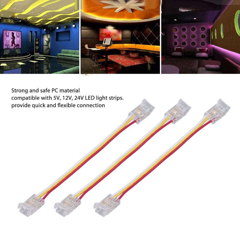 10pcs 3Pin LED Light Strip Connectors 8mm/10mm LED Tape Light Connector  For Party