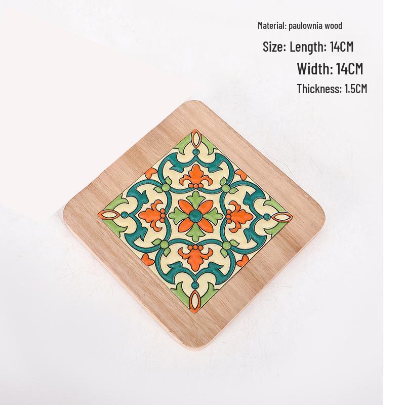 Retro Solid Wood Anti-Scalding Pot Mat and Coaster