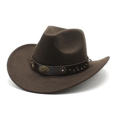 Western Cowboyhut Herren Tibetischer Zylinder Filzhut Ethno-Stil Damenhut