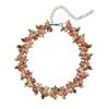 Peach Pink Lace Embroidered Floral Choker Necklace for Women - Spring/Summer Collection