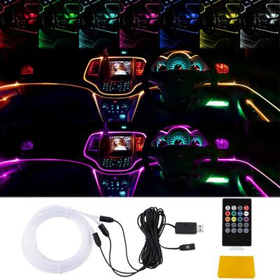 Catland LED RGB LED Streifenlicht für Auto 8 16 Fernbedienung Helligkeit Sound Speicher Sequentiell Fließend Eisrosa Regenbogen USB Kein 3M x 1 1M x 2 Streifen, Innenräume,