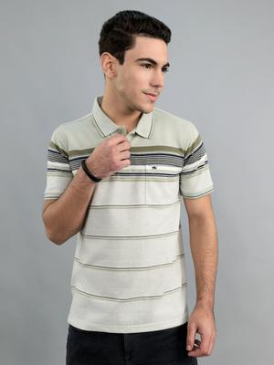 Mens Regular Fit Stripes Half Sleeve Polo Tshirt