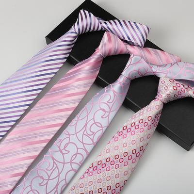 Light Tie Men, Business Banquet Photography Wedding Pink Purple Suit Shirt High-End Pattern Hand Style
