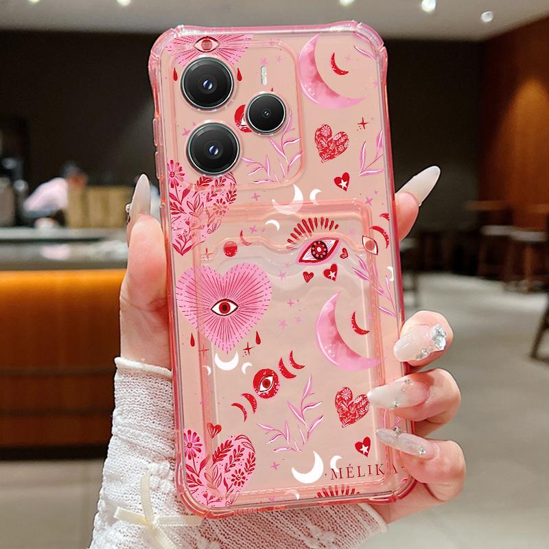 Card Pocket Bag Clear Phone Case For Xiaomi 14T 13T Xiaomi 14T 13T Pro Colorful Love Heart Print Shockproof Soft Silicone Cover